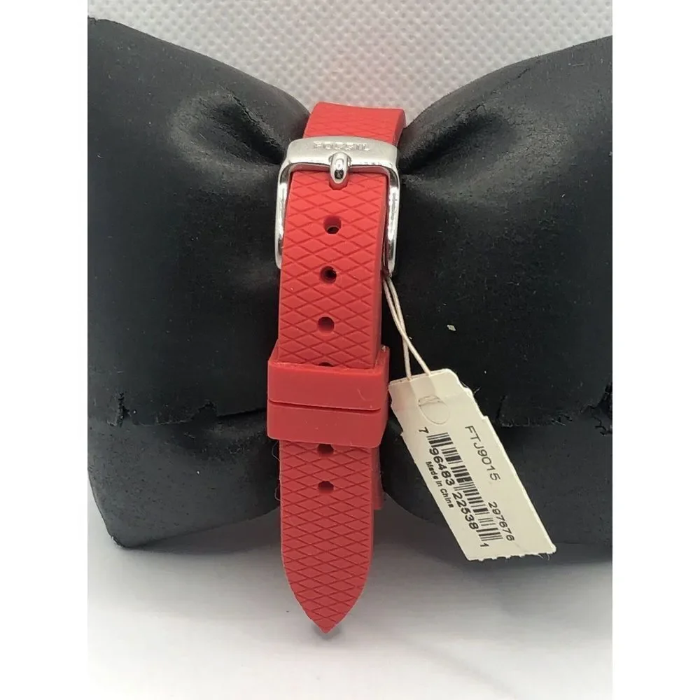 Fossil ES4452 Women's Red Silicone Analog Dial Quartz Genuine Wrist Watch OP632